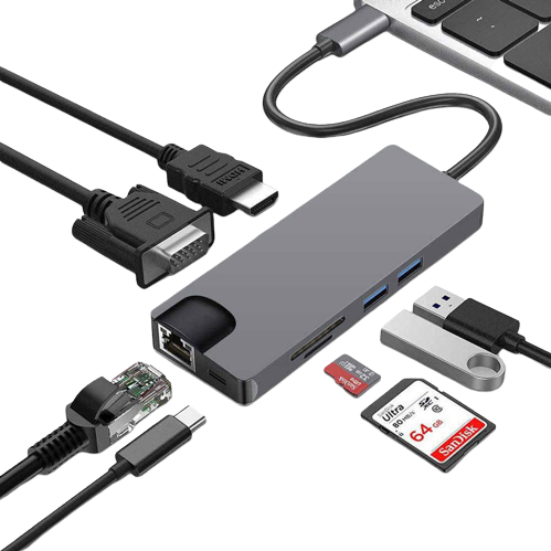 Computador e acessórios, Tecnologia, TV &amp; Áudio, Vídeos e jogos HUB TYPE C TO 8 IN 1