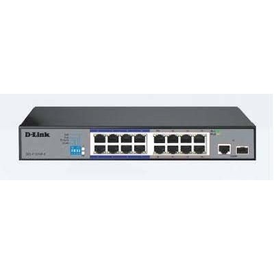 SWITCH 16 DLINK 10/100 POE S/GESTAO + SURVEILLANCE C/ 16 POE 150W + RANGE 250M  Marca: DLINK Part-Number: DES-F1016P-E/E