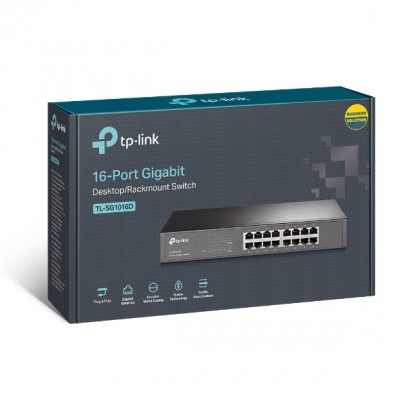 SWITCH 16 TP-LINK 10/100/1000 DESKTOP/RACKMOUNT  Marca: TP-LINK Part-Number: TL-SG1016D(UN)